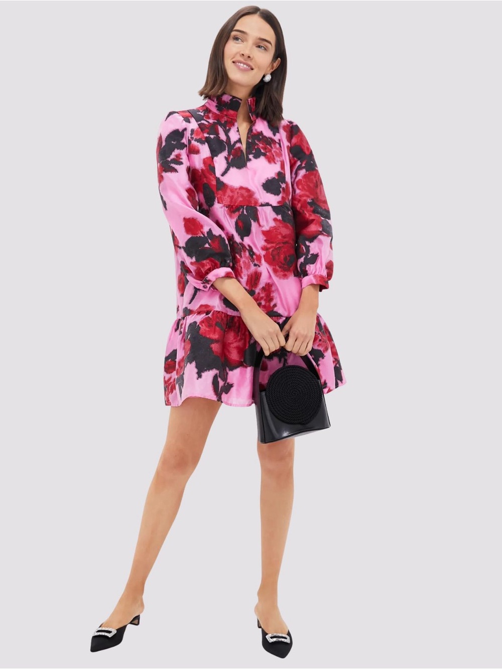 Cerise Blossom Jacquard Palmerston Mini Dress